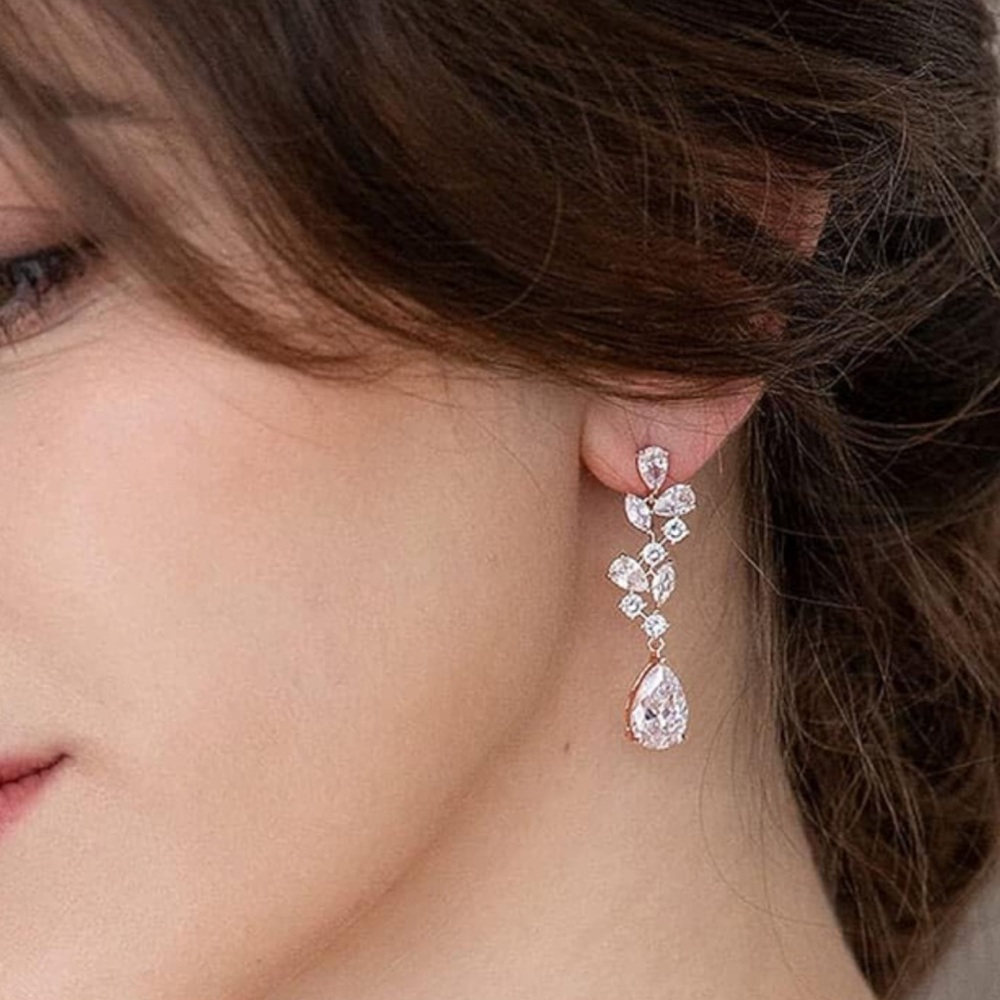 Marquise Teardrop Earrings (Rose Gold)